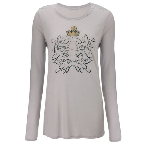 Alice Through The Looking Glass Reflective Mirror  White T-Shirt - Long Sleeve