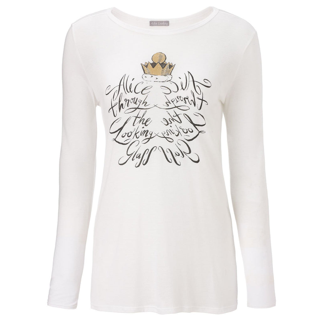 Alice Through The Looking Glass Reflective Mirror  White T-Shirt - Long Sleeve Alice Through The Looking Glass Reflective Mirror  White T-Shirt - Long Sleeve
