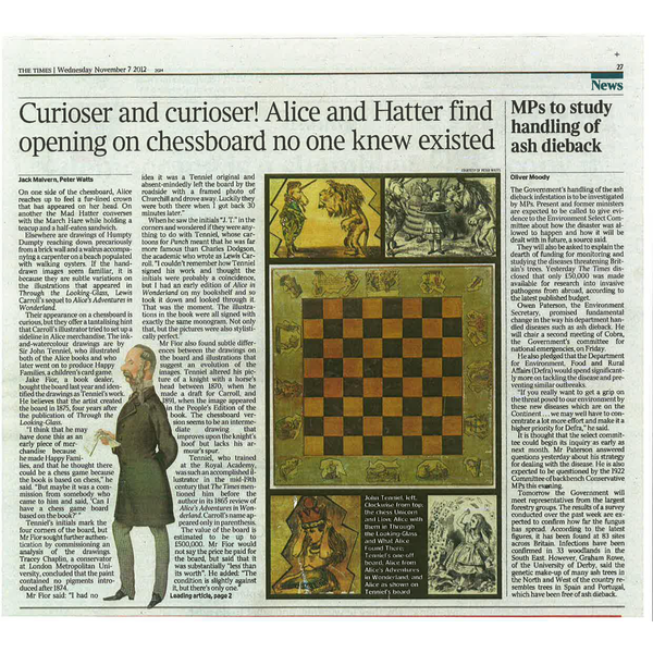 Sir John Tenniel's Original Alice Chessboard - Currently on display at the V&A's Alice Exhibition, Curiouser & Curiouser.