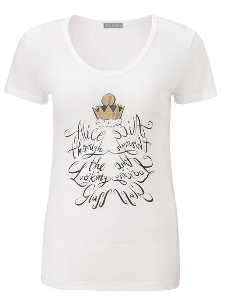 Alice Through The Looking Glass Reflective Mirror  White T-Shirt Short Sleeve